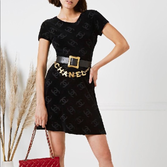 Iconic Chanel Vintage Spring 1996 Black CC Logo Velour 96P Mini Dress - Picture 12 of 16